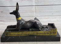 Anubis Jackal Bust on Plinth Antique Bronze by Milo