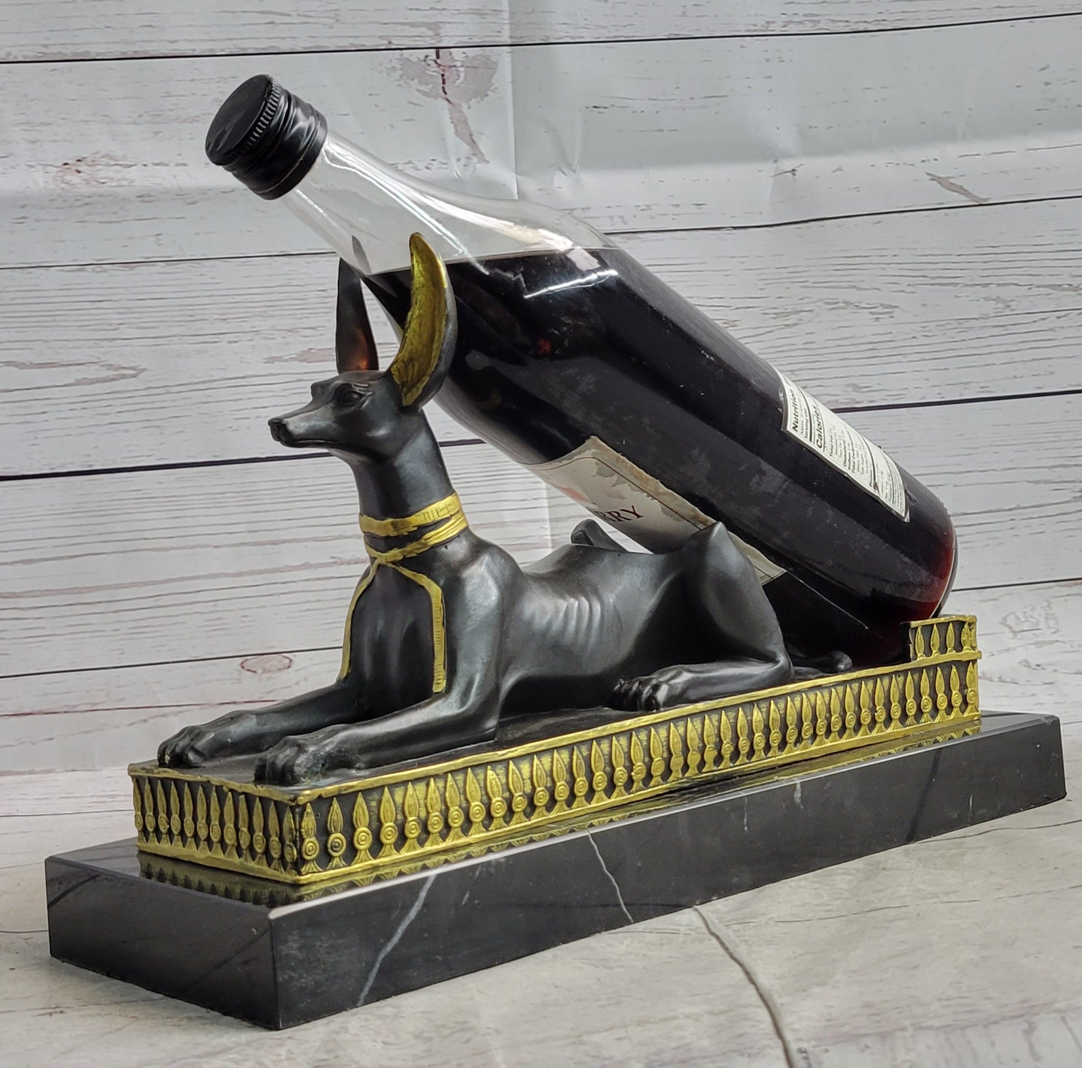 Anubis Jackal Bust on Plinth Antique Bronze by Milo