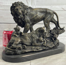 African Lion Family Bronze Sculpture by Barye