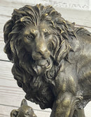 African Lion Family Bronze Sculpture by Barye