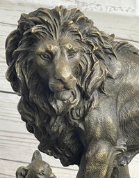 African Lion Family Bronze Sculpture by Barye