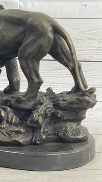 African Lion Family Bronze Sculpture by Barye