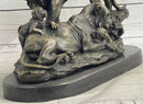 African Lion Family Bronze Sculpture by Barye