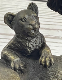 African Lion Family Bronze Sculpture by Barye