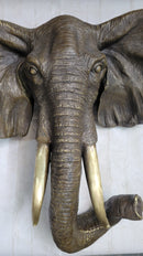 Wall Mounted Bronze Elephant Head Bust Sculpture Signed Art