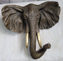 Wall Mounted Bronze Elephant Head Bust Sculpture Signed Art