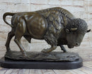Large American Buffalo Bison Art Deco Sculpture Marble Base