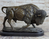 Large American Buffalo Bison Art Deco Sculpture Marble Base