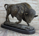 Large American Buffalo Bison Art Deco Sculpture Marble Base