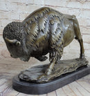 Large American Buffalo Bison Art Deco Sculpture Marble Base