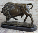 Large American Buffalo Bison Art Deco Sculpture Marble Base