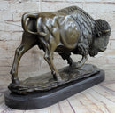 Large American Buffalo Bison Art Deco Sculpture Marble Base