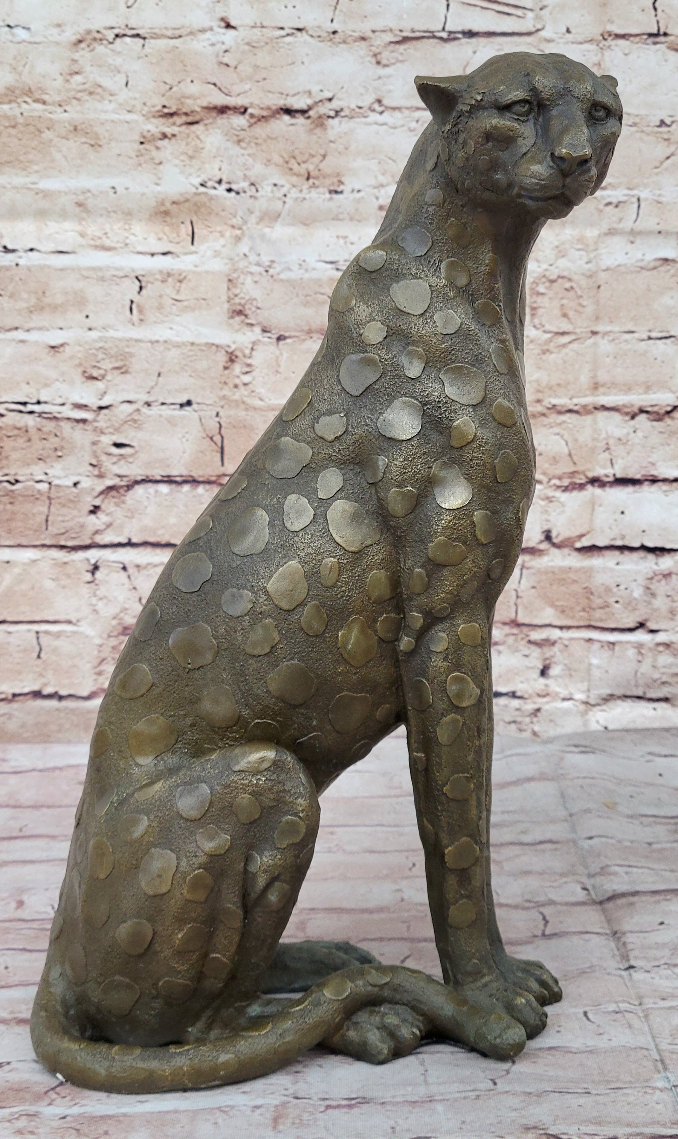 Hot Cast Bronze Guardian Cheetah Leopard Sculpture