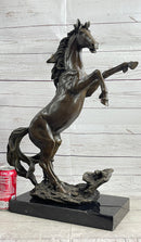 Bronze Rearing Wild Stallion Horse Sculpture Signed Art