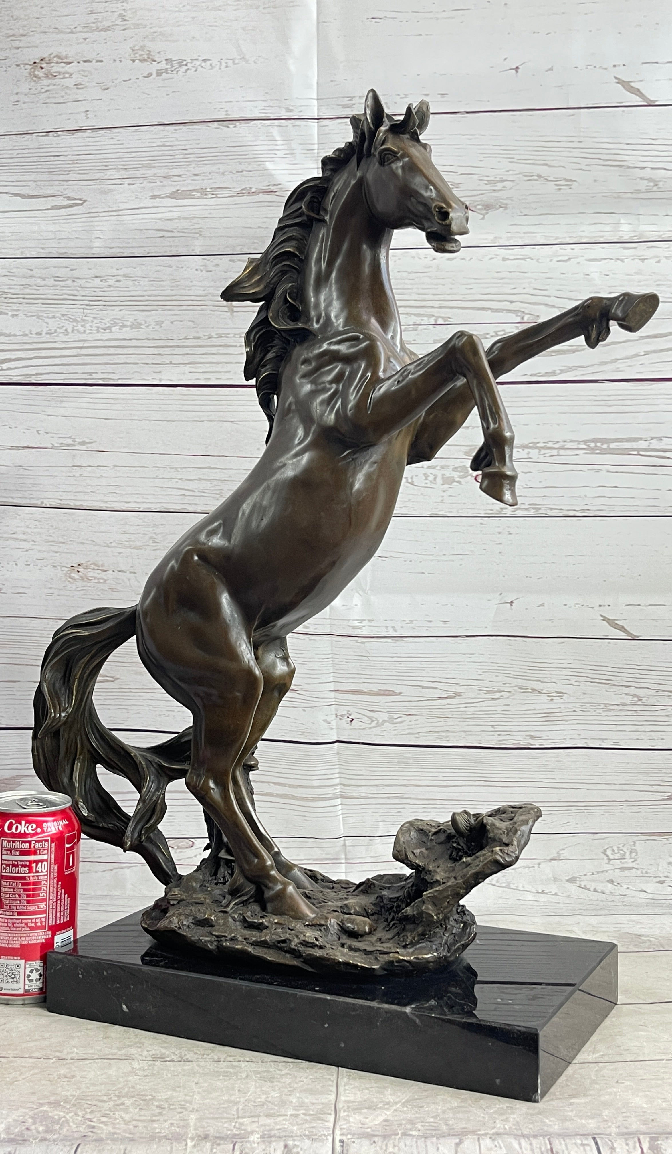 Bronze Rearing Wild Stallion Horse Sculpture Signed Art