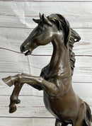 Bronze Rearing Wild Stallion Horse Sculpture Signed Art