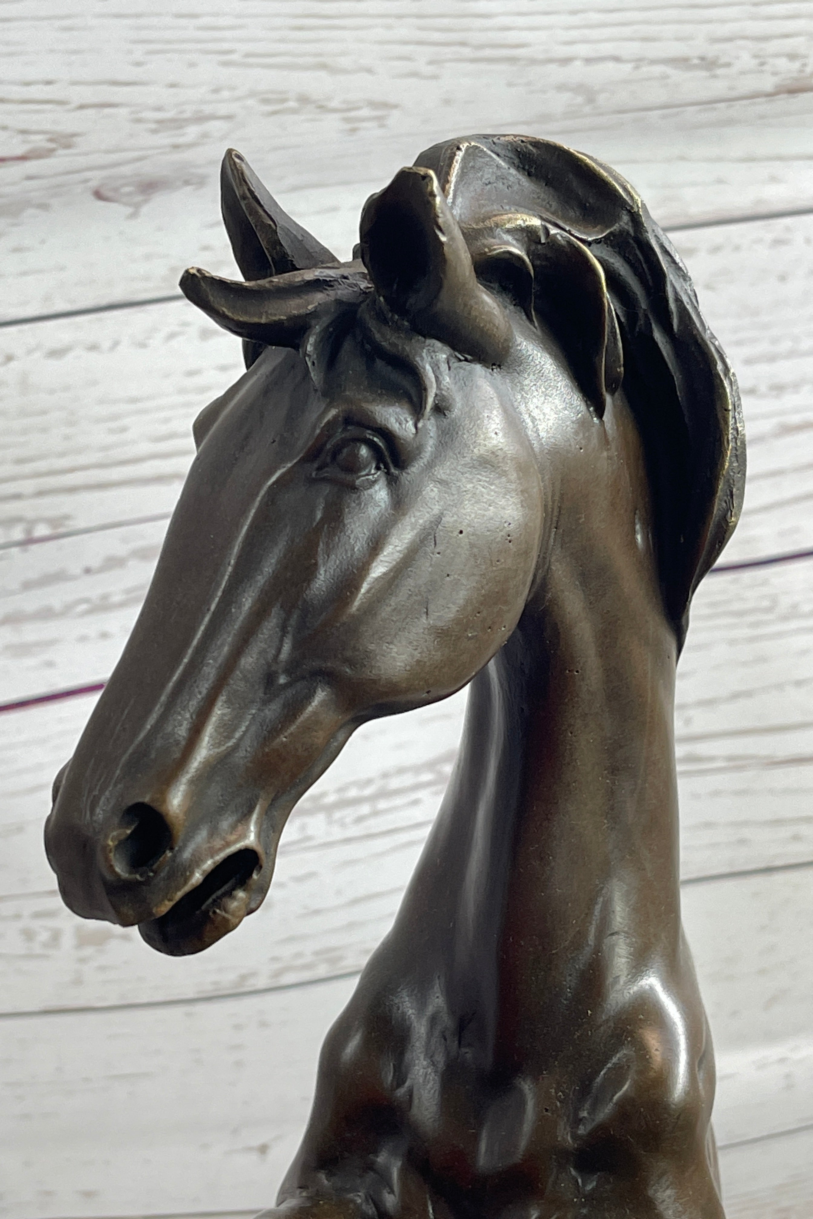 Bronze Rearing Wild Stallion Horse Sculpture Signed Art