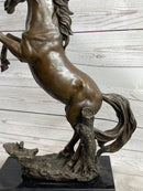Bronze Rearing Wild Stallion Horse Sculpture Signed Art