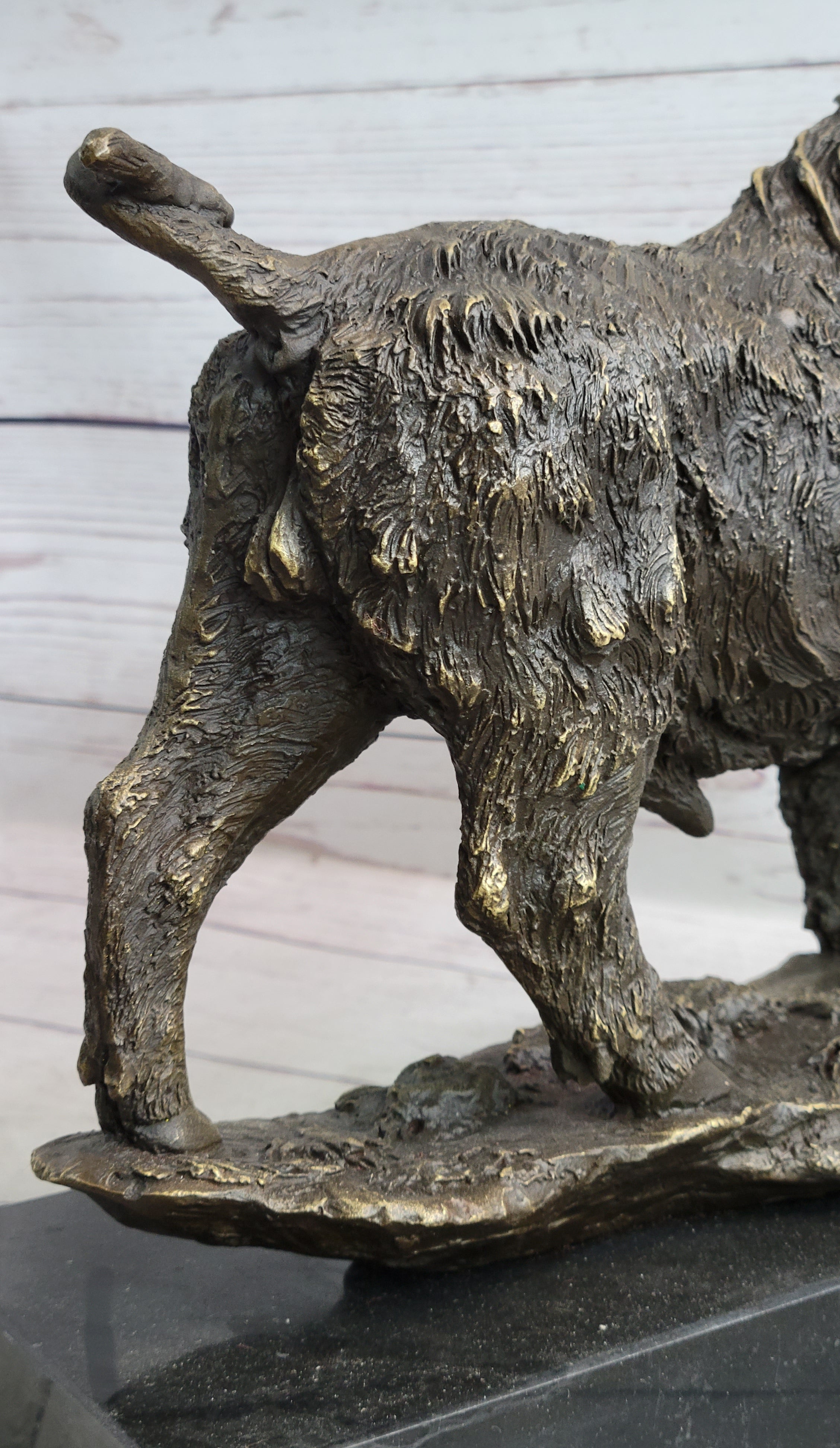 Wild Boar Hog Pig Bronze Sculpture Marble Base
