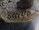 Wild Boar Hog Pig Bronze Sculpture Marble Base