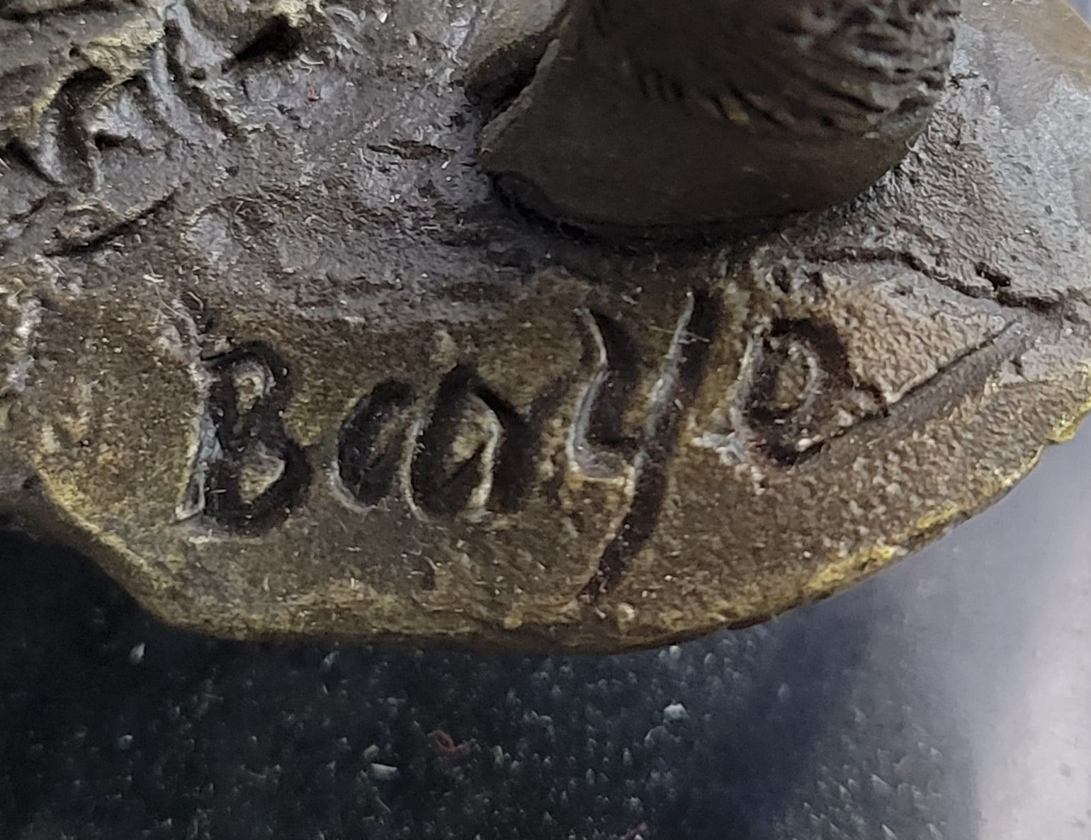 Wild Boar Hog Pig Bronze Sculpture Marble Base