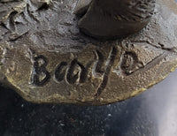 Wild Boar Hog Pig Bronze Sculpture Marble Base