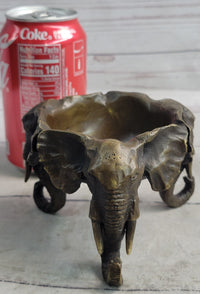 Bronze Metal Elephant Candy Dish Ashtray Art Sculpture