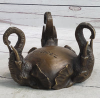 Bronze Metal Elephant Candy Dish Ashtray Art Sculpture