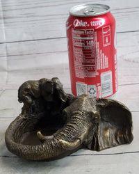 Bronze Metal Elephant Ashtray Dish by Milo