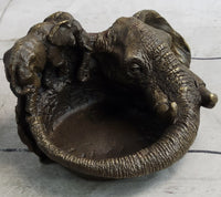 Bronze Metal Elephant Ashtray Dish by Milo