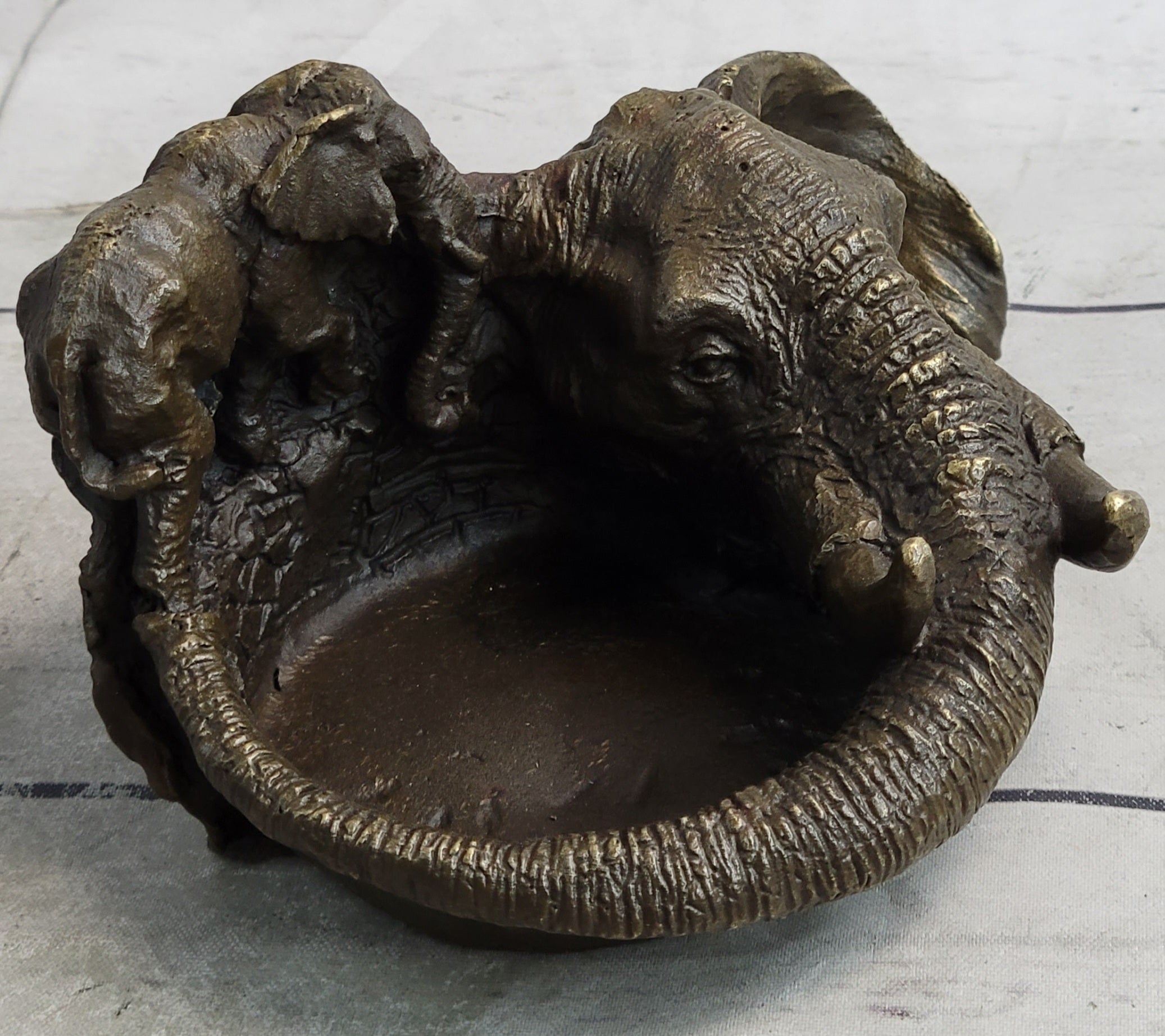 Bronze Metal Elephant Ashtray Dish by Milo
