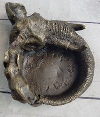 Bronze Metal Elephant Ashtray Dish by Milo