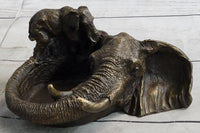 Bronze Metal Elephant Ashtray Dish by Milo