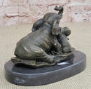 Elephant Mother and Babies Bronze Sculpture Miniature 5" x 6"