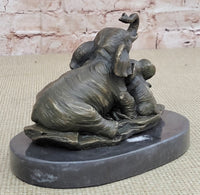 Elephant Mother and Babies Bronze Sculpture Miniature 5" x 6"