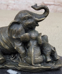 Elephant Mother and Babies Bronze Sculpture Miniature 5" x 6"