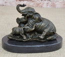 Elephant Mother and Babies Bronze Sculpture Miniature 5" x 6"