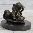 Miniature Bronze Elephant Family Collectible 12" x 15"