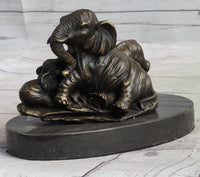 Miniature Bronze Elephant Family Collectible 12" x 15"