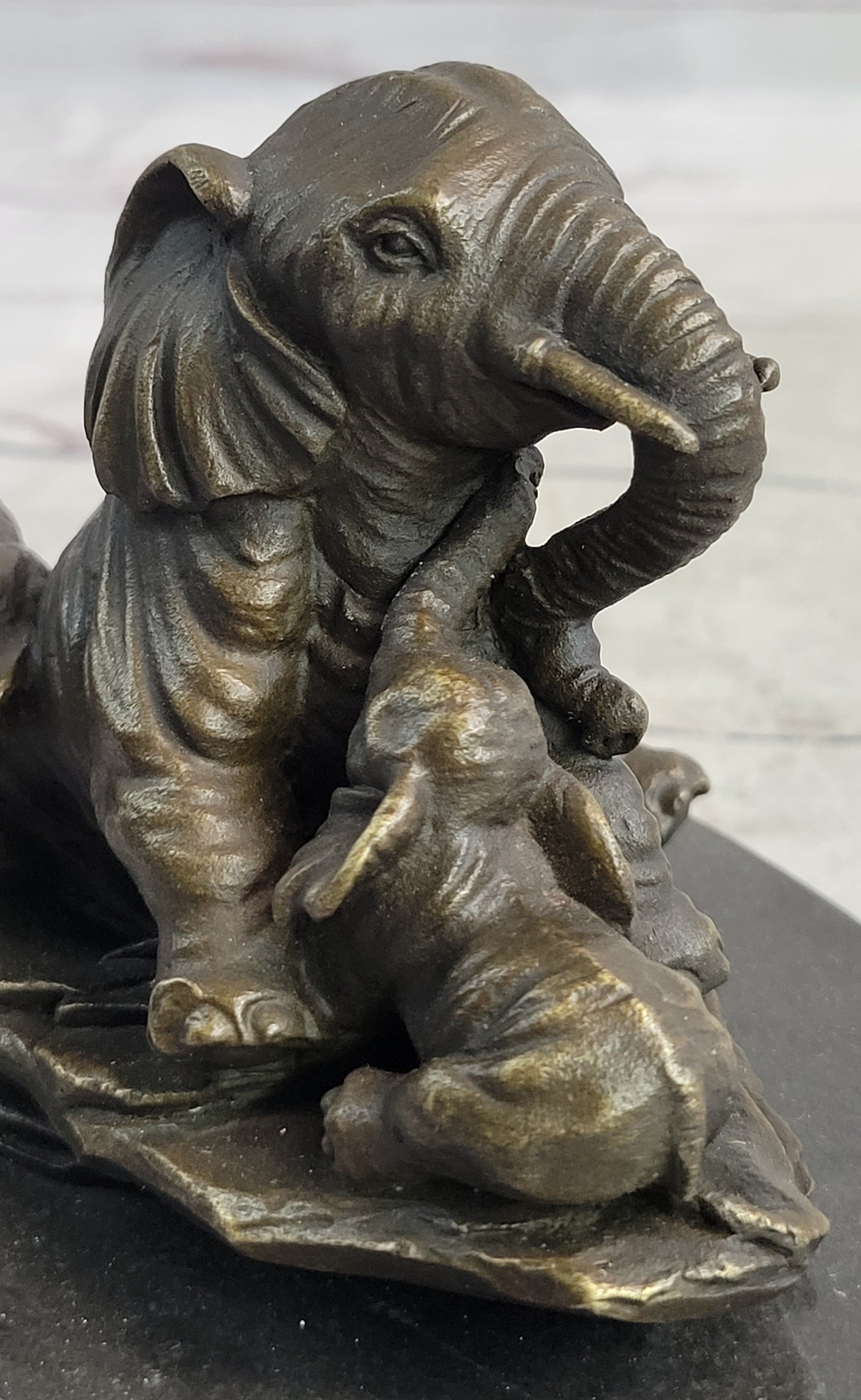 Miniature Bronze Elephant Family Collectible 12" x 15"