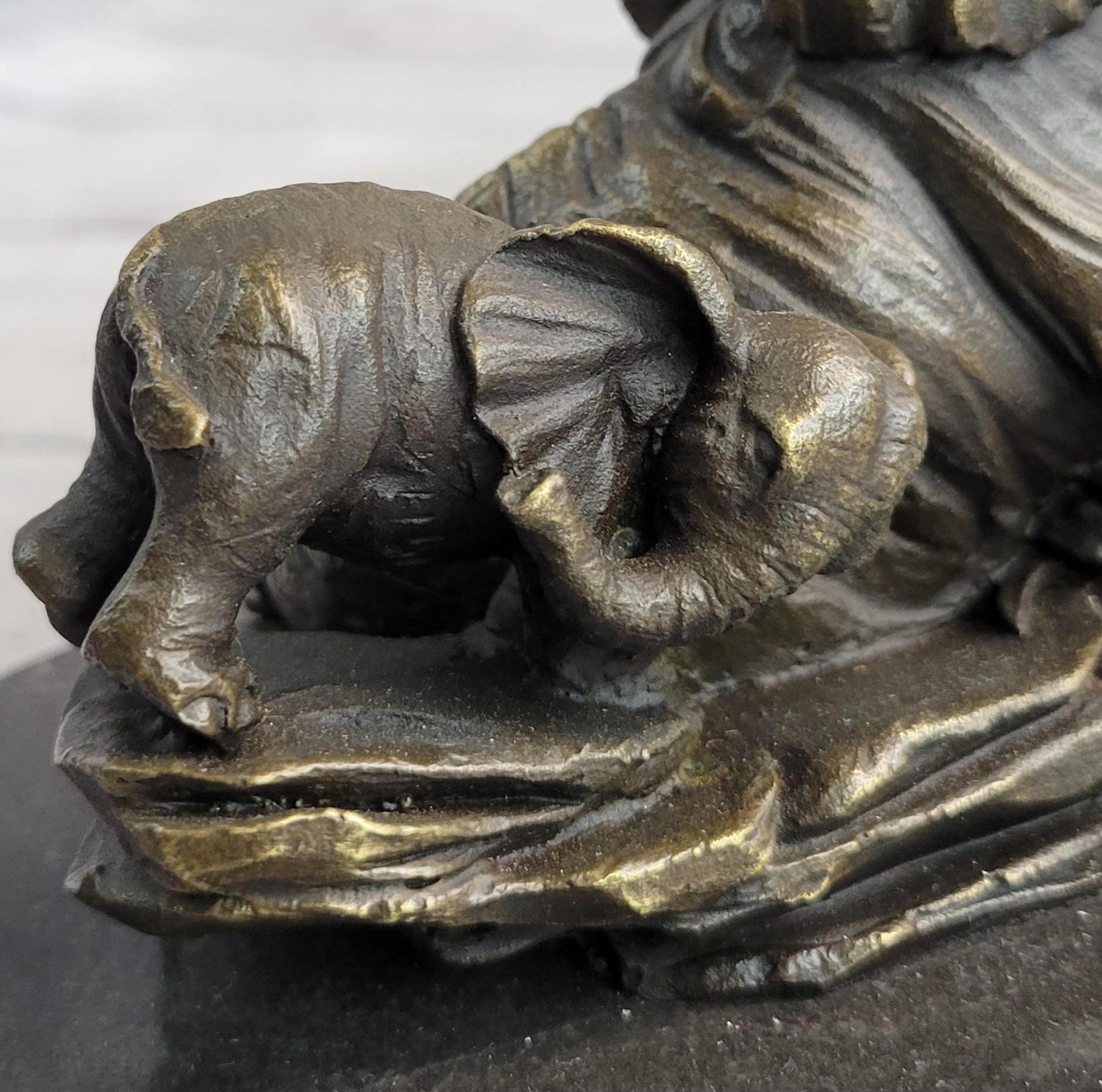 Miniature Bronze Elephant Family Collectible 12" x 15"