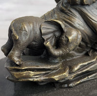 Miniature Bronze Elephant Family Collectible 12" x 15"