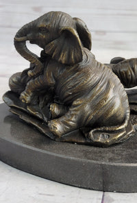 Miniature Bronze Elephant Family Collectible 12" x 15"