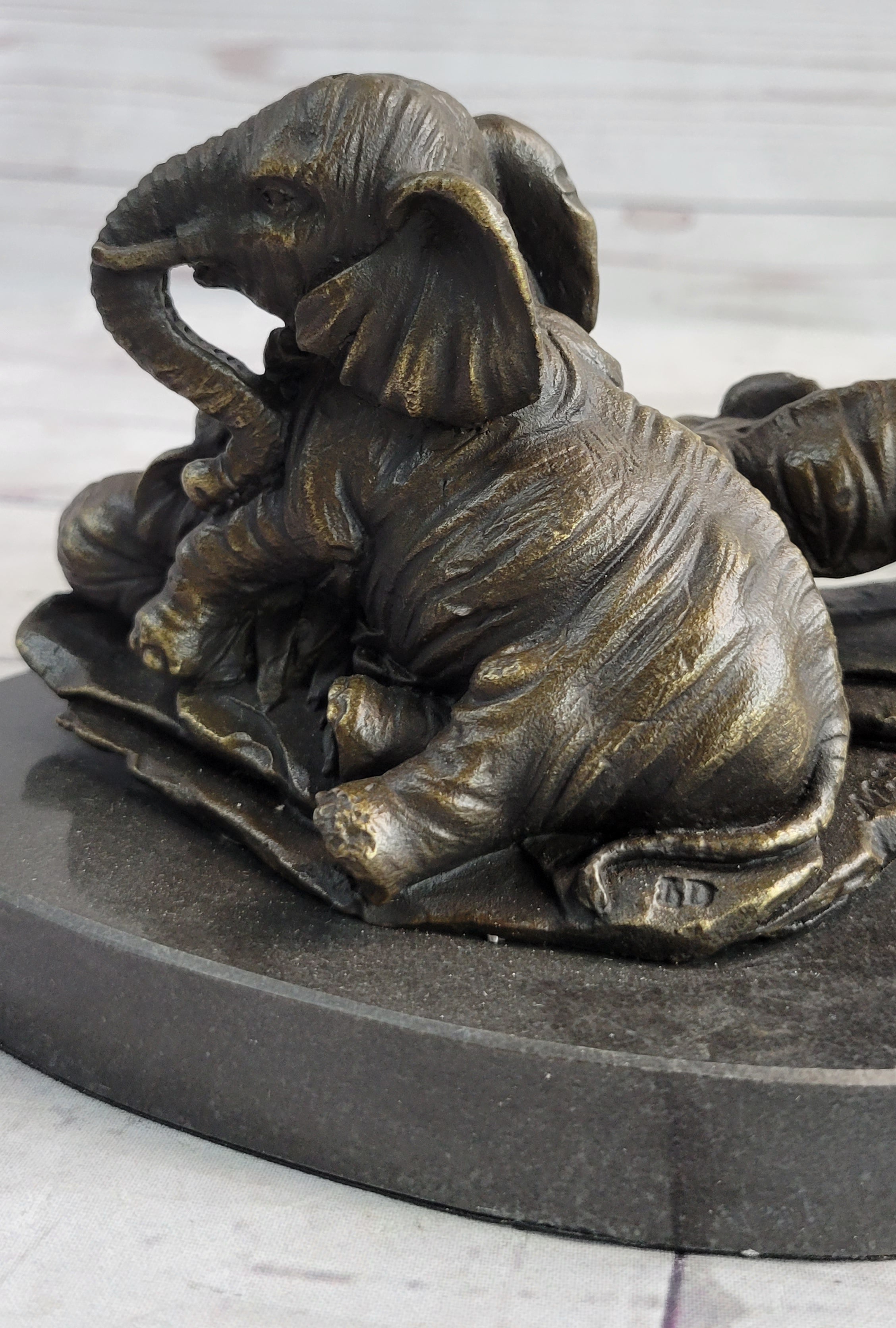 Miniature Bronze Elephant Family Collectible 12" x 15"
