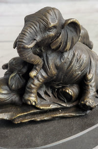 Miniature Bronze Elephant Family Collectible 12" x 15"
