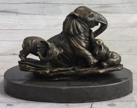 Miniature Bronze Elephant Family Collectible 12" x 15"