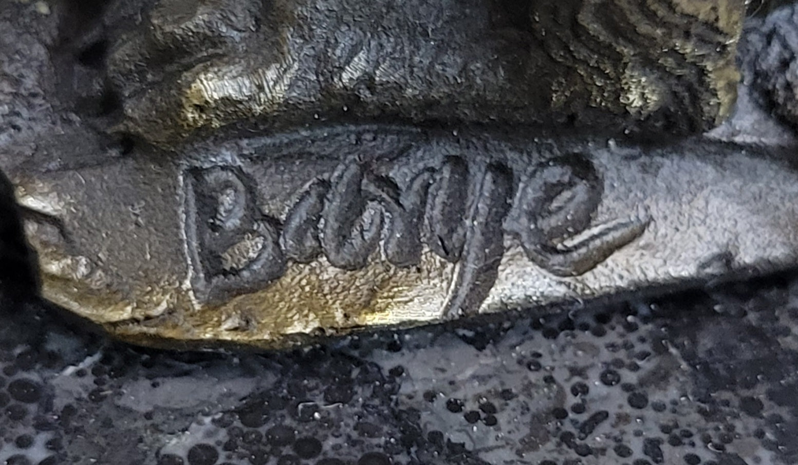 Wolf and Cubs Bronze Miniature Sculpture Marble Base 4" x 5"