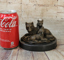 Marble Bronze Wolf Cub Bust Wild Life Garden Sculpture