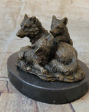 Marble Bronze Wolf Cub Bust Wild Life Garden Sculpture