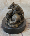 Marble Bronze Wolf Cub Bust Wild Life Garden Sculpture